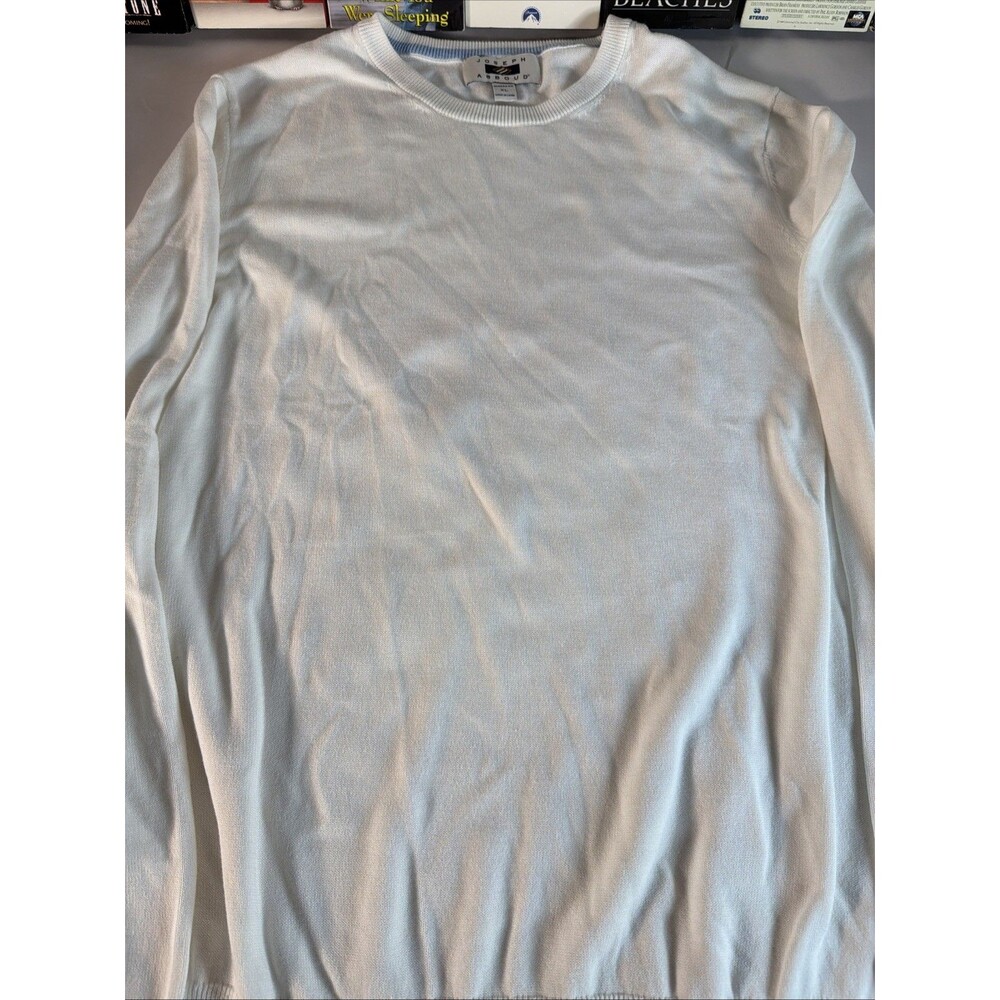 Joseph Abboud Mens Crew Neck White Pima Cotton Sweater - Size X-Large